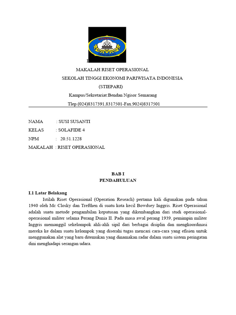 Makalah Riset Operasi | PDF