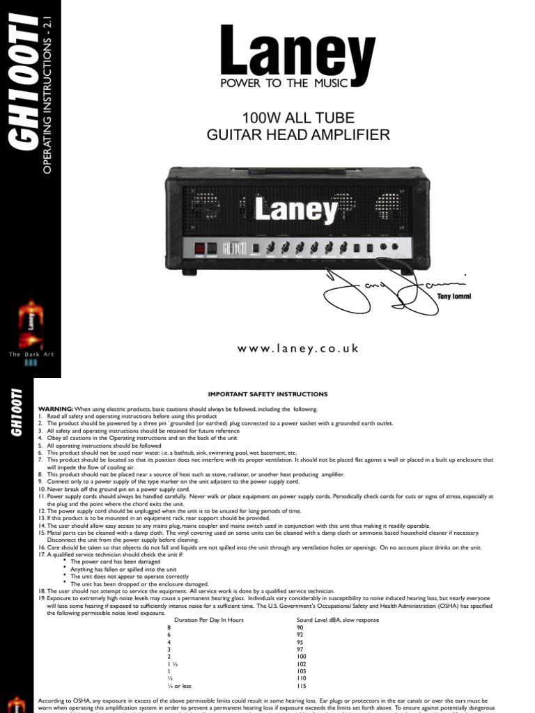 Laney GH100TI PDF Vacuum Tube Amplifier