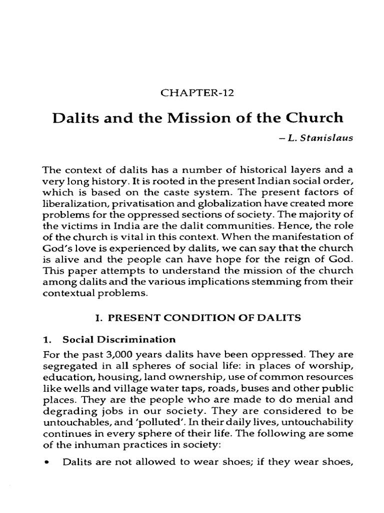 R7. Dalits and The Mission of The Church | PDF | Dalit | Poverty