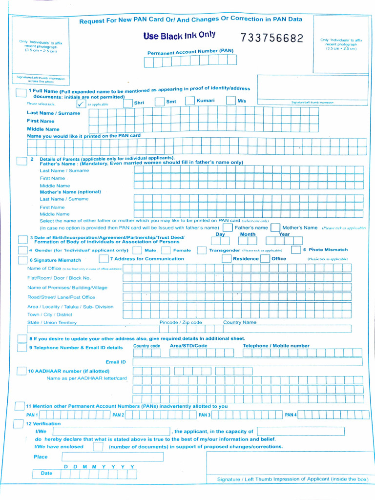 Pan Correction Form PDF Access Control Authentication