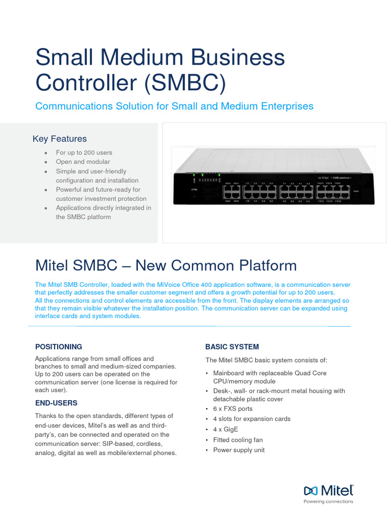 SMB Controller Datasheet PDF Session Initiation Protocol Telephone