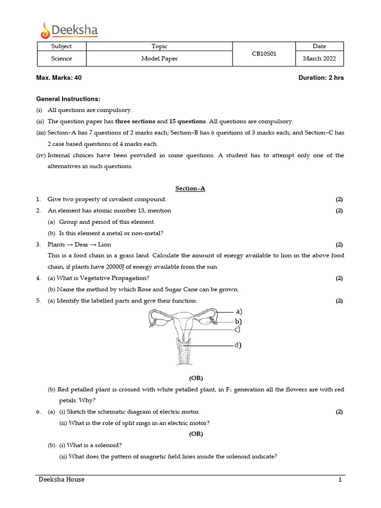 Science Model Paper for Students | PDF | Isomer | Alkane