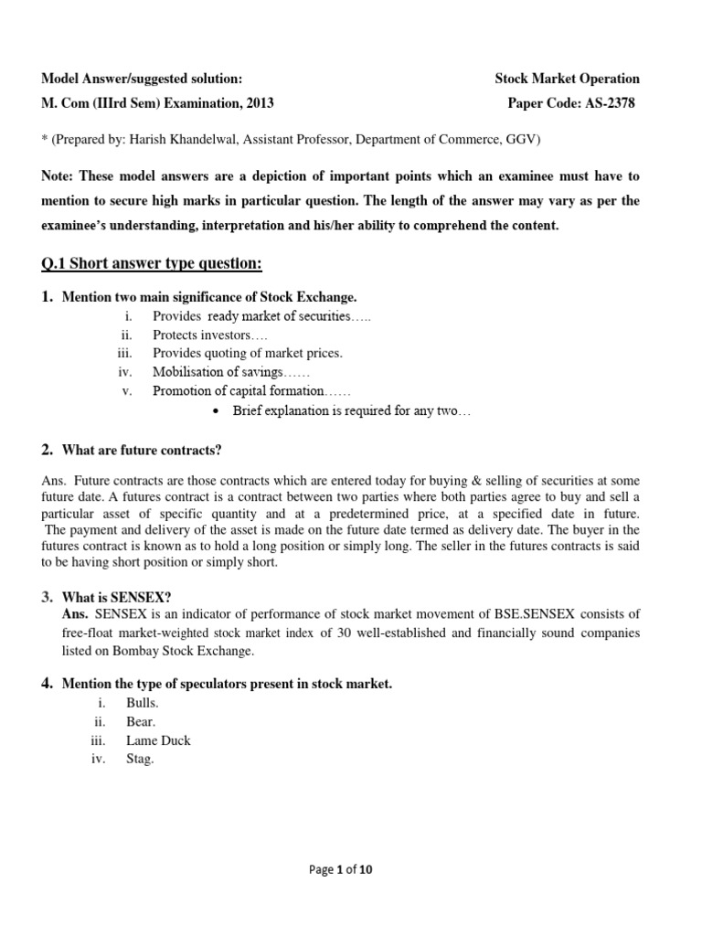 Stock Market Operations Overview | PDF | Clearing (Finance) | Clearing ...