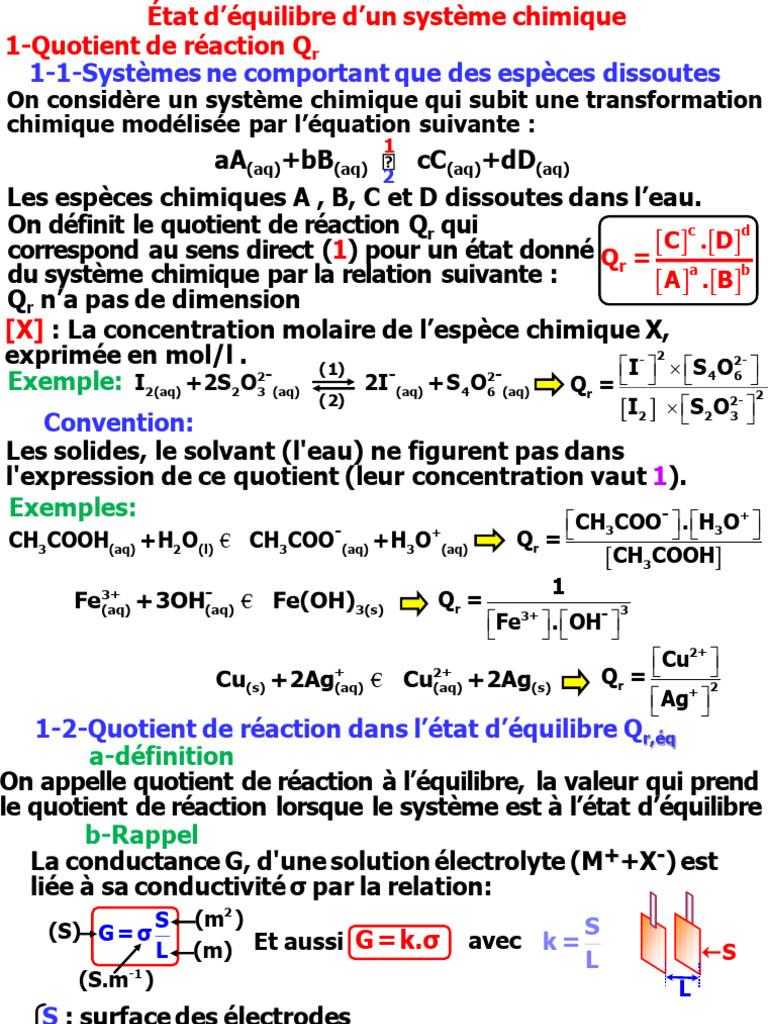 Équilibre et constante en chimie | PDF | Équilibre chimique | Chimie ...
