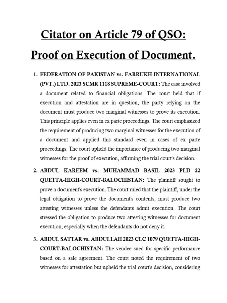 Article 79 QSO: Witness Requirements in Court | PDF | Lawsuit | Burden ...