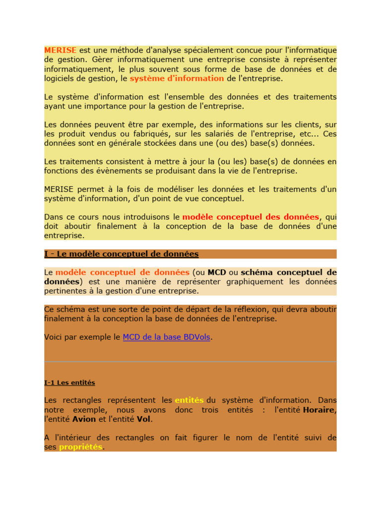 Modèle Conceptuel de Données MERISE | PDF | Modèle relationnel ...