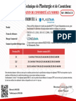 Attestation - PVC Pression - PLASTIMA