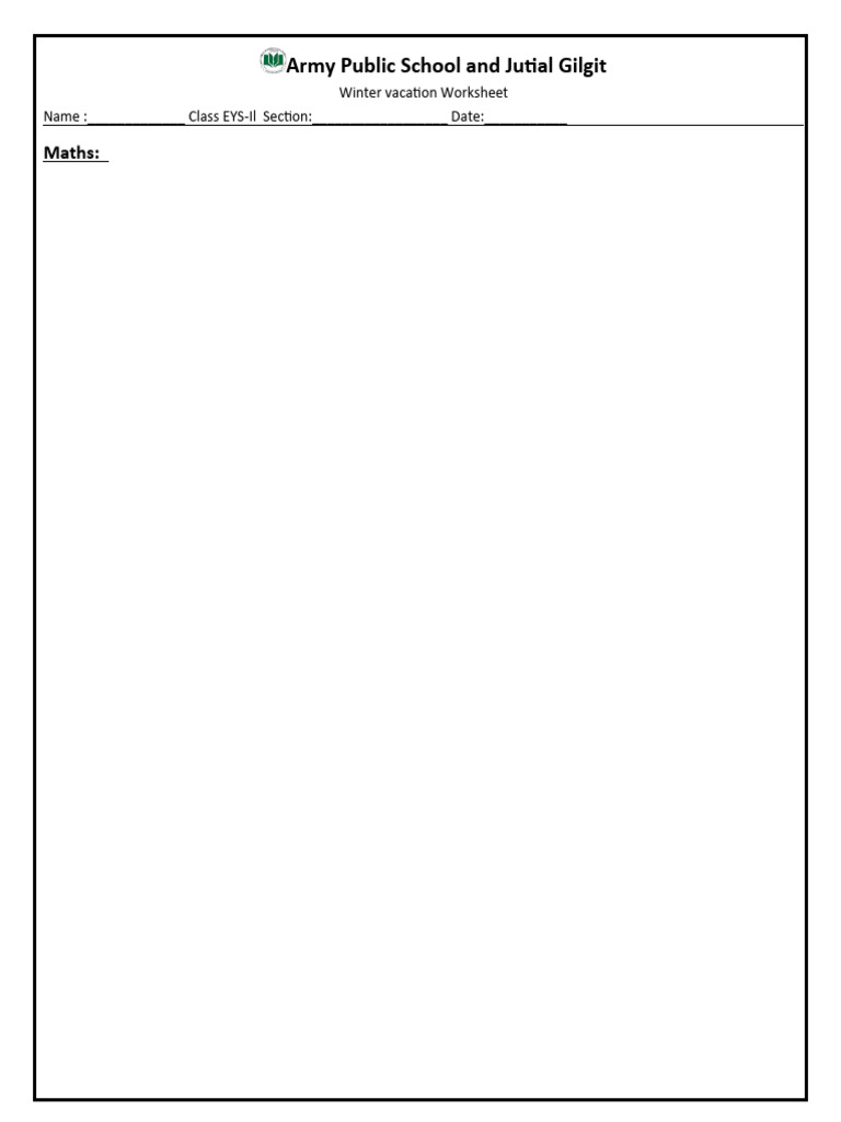 Worksheet format pdf