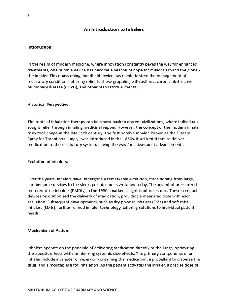 An Introduction to Inhalers PDF Clinical Medicine Therapy