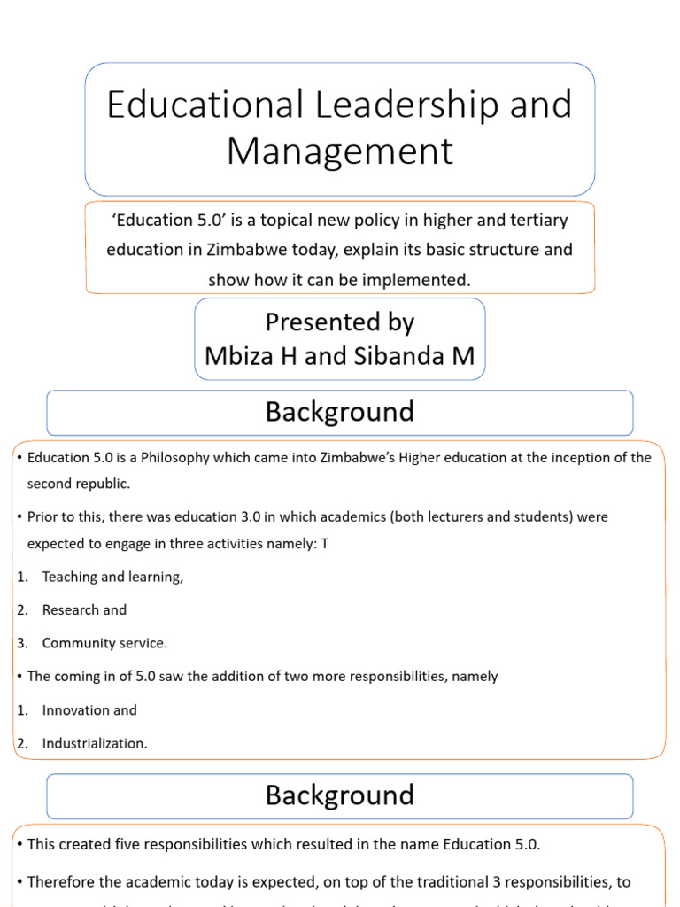 MBIZA H and SIBANDA M - Education 5.0 | PDF | Learning | Entrepreneurship
