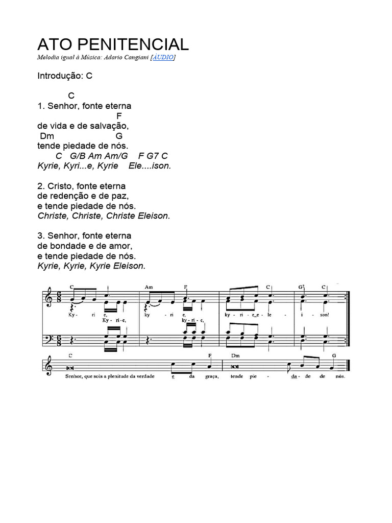 Ato Penitencial: Letra e Melodia | PDF