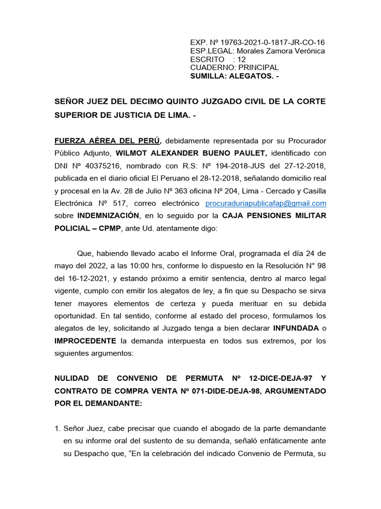 Alegatos sobre Indemnización FAP-CPMP | PDF | Dominio eminente ...