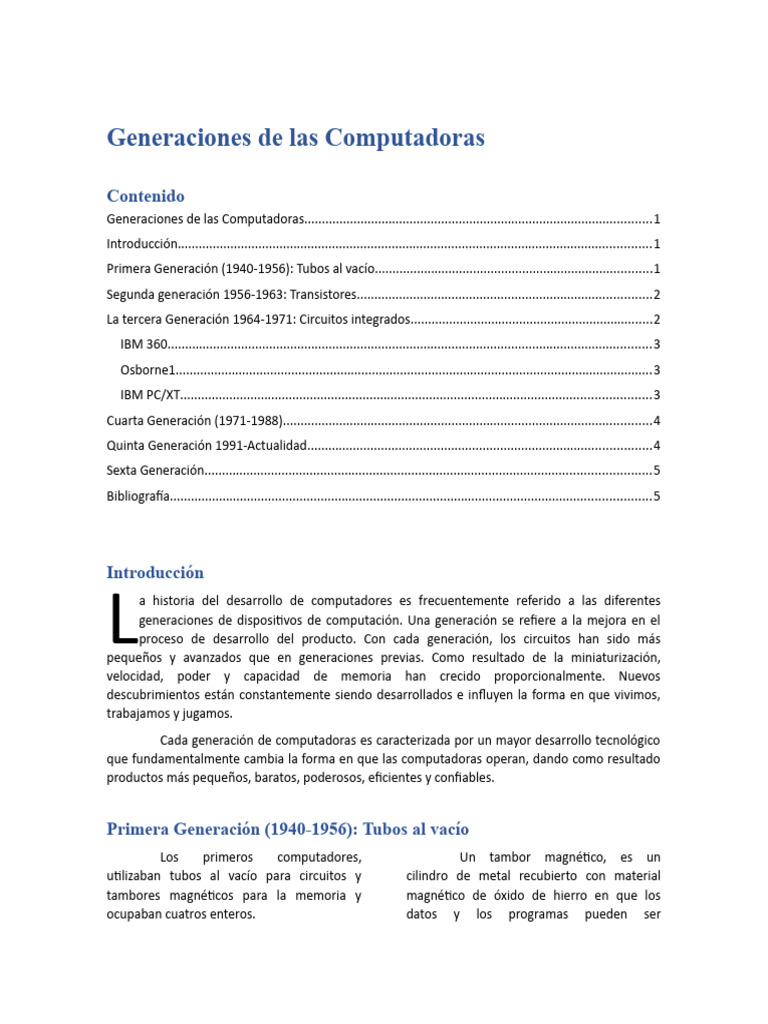 Evolución de las Computadoras | PDF | Microprocesador | Almacenamiento ...