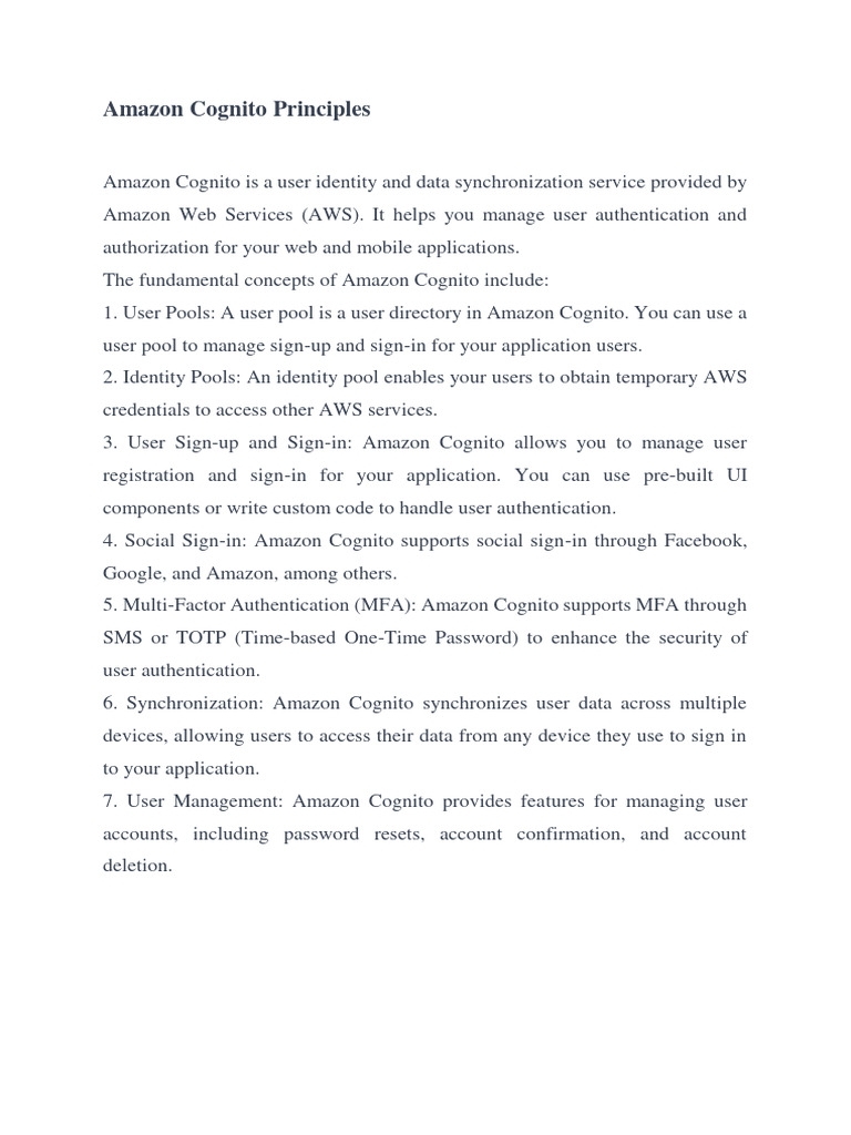 Amazon Cognito Overview for Mobile Apps | PDF | Amazon Web Services ...