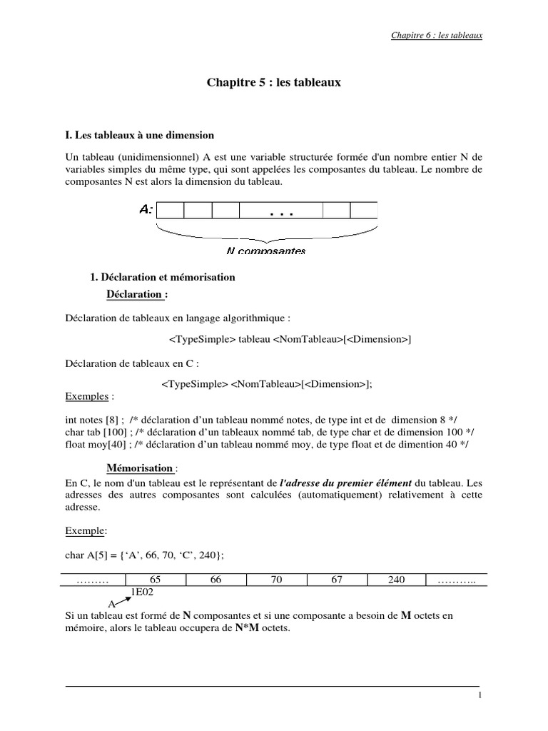 Introduction aux tableaux en C | PDF | Informatique | Programmation ...