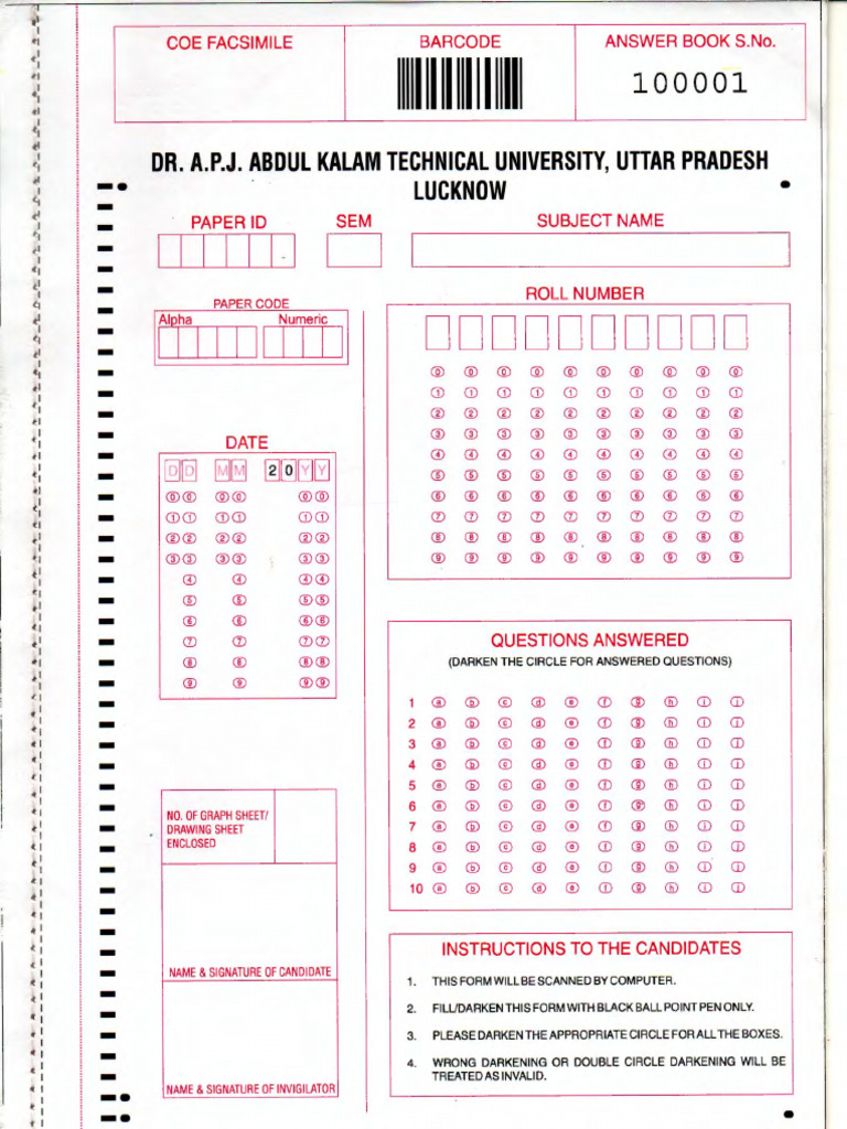 Answer Book Sample2 241015 | PDF