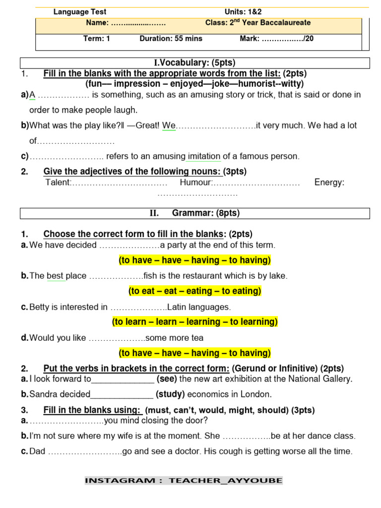 English 2 Bac Unit 1 Quiz | PDF | Language Families | Language Mechanics