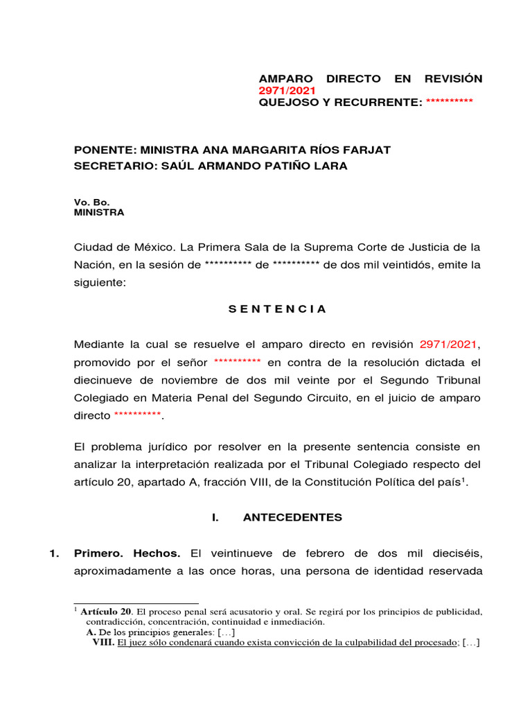 Amparo en Revision Testimonial Como Carga de Prueba | PDF | Evidencia ...