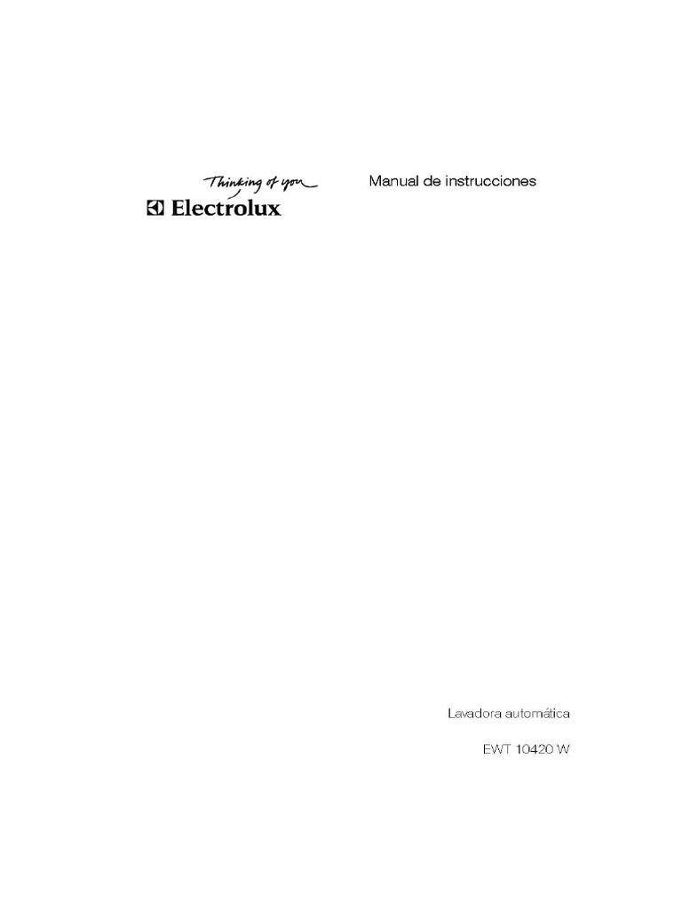 Manual lavadora electrolux inspire EWT1020 W PDF