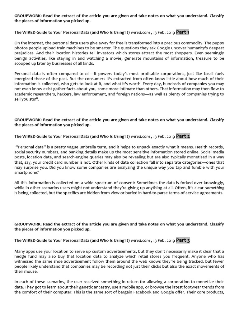 Understanding Your Personal Data | PDF | Facebook | Data