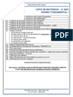 Lista de Materiais 5° Ano 2024-2