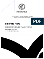 Informe Final N 240-2023 Subsecretaria de Transportes Sobre Revisión Al Proceso Licitatorio para El Desarrollo de Software