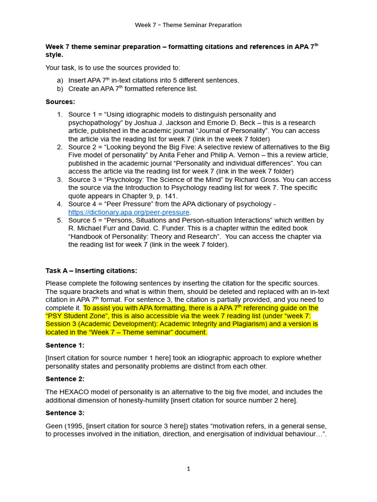Apa Format Citation Instructions