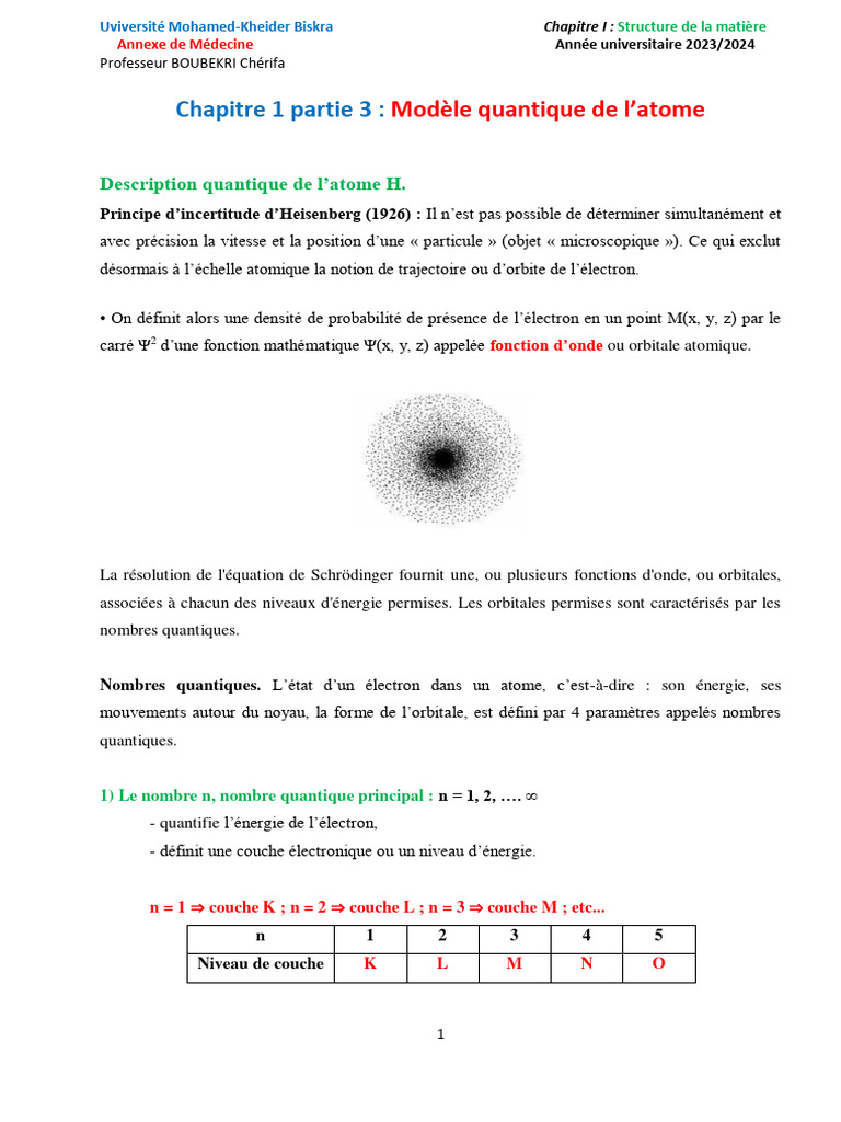 Modèle quantique de l'atome | PDF | Orbitale atomique | Atomes