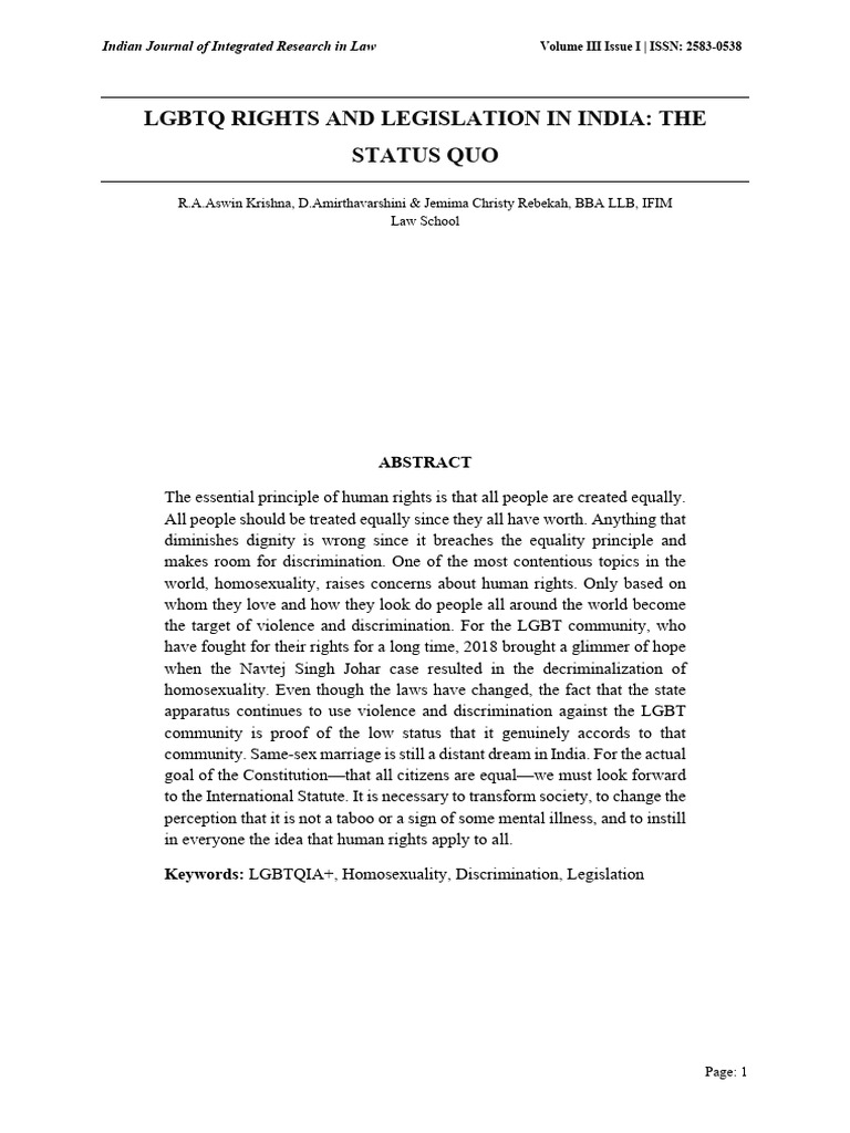 LGBTQ Rights and Legislation in India | PDF | Homosexuality | Transgender