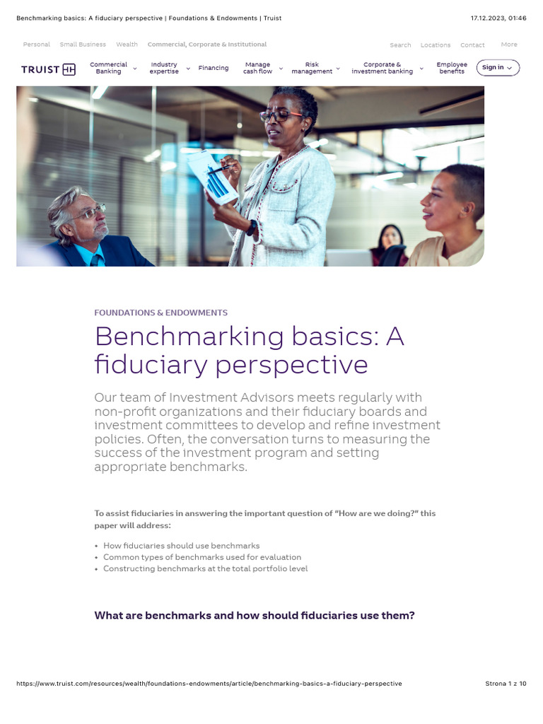Benchmarking basics a fiduciary perspective foundations endowments