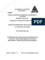 Reporte Practica 1 Esterilizacion y Realizacion de Medios de Cultivo Erick Ignacio Mata Haro 1ºA