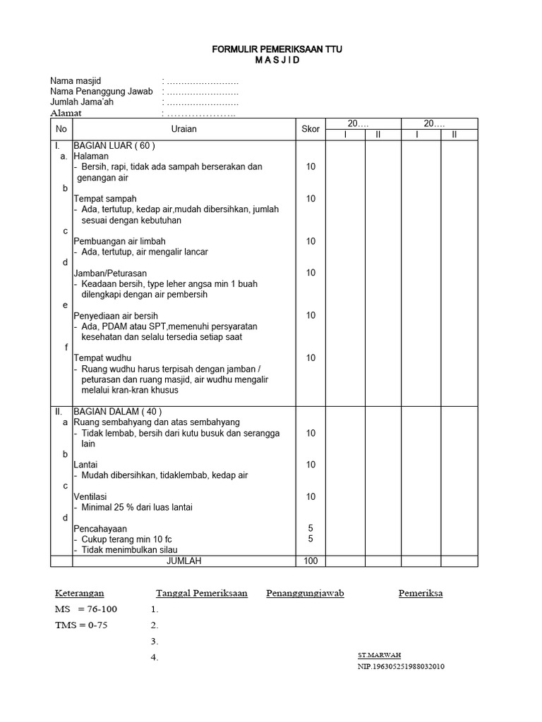 Format TTU Masjid | PDF