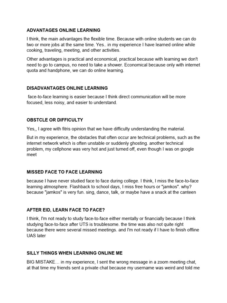 Pros and Cons of Online Learning | PDF | Human Communication ...