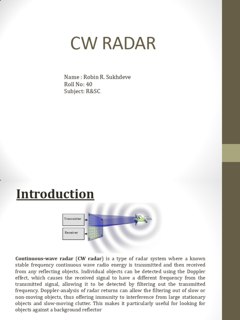 Cw Radar Pdf Radar Microwave Technology