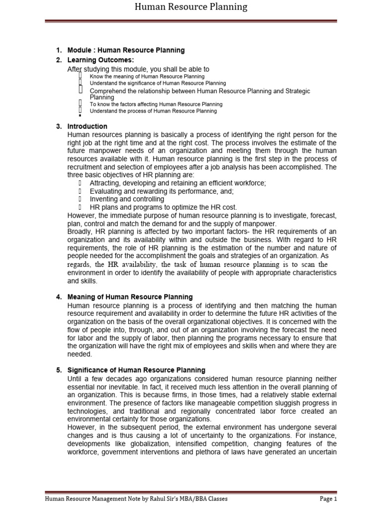 Hrp Process Pdf Human Resources Human Resource Management