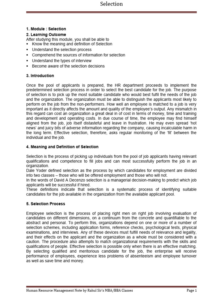 Selection | PDF | Employment | Physical Examination