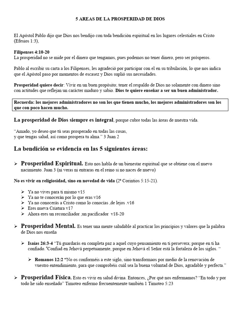 5 Áreas de la Prosperidad de Dios | PDF | Jesús | Evangelio de Mateo