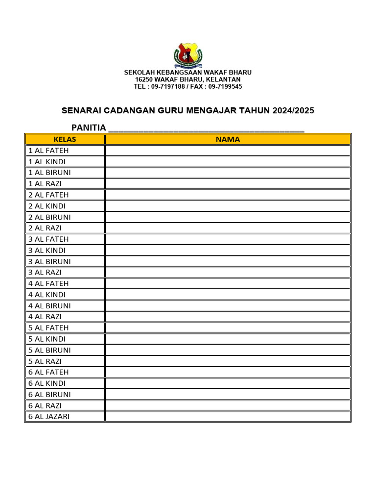 Borang Cadangan Guru Mengajar 20242025 | PDF