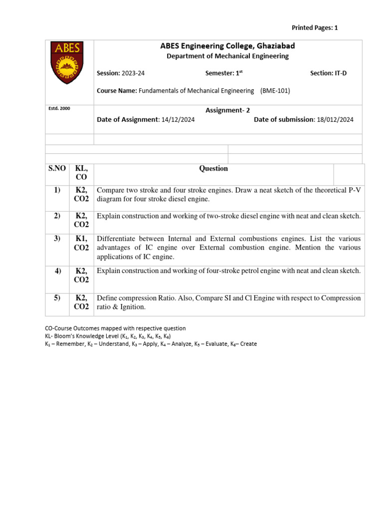 Assignment No 2 (FME-BME101) | PDF | Computers | Technology & Engineering