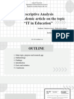 Descriptive Analysis of An Academic Article On The Topic "IT in Education"