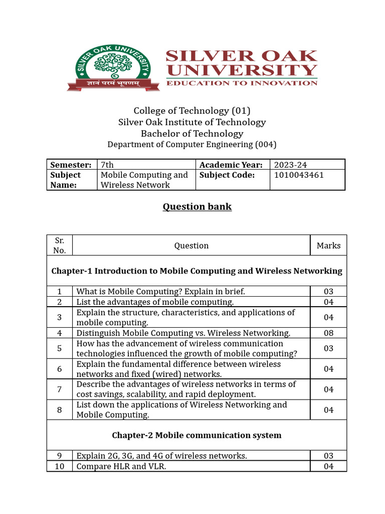 Mobile Computing & Wireless Networks Q&A | PDF | Internet Protocol ...
