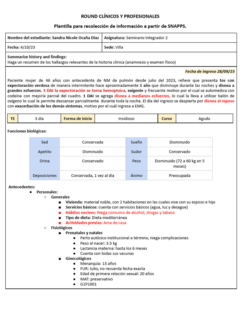 SNAPPS S13 - Sandra Ocaña | PDF | Cáncer | Oncología