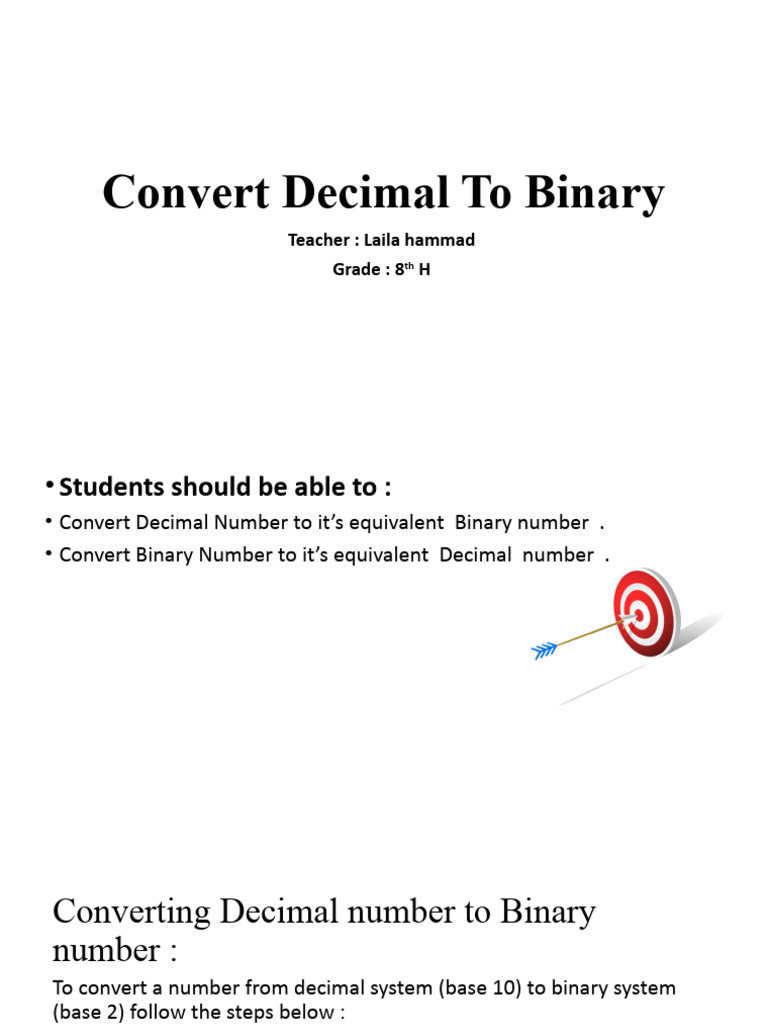 Convert Decimal To Binary Sunday Class | PDF | Decimal | Mathematical ...