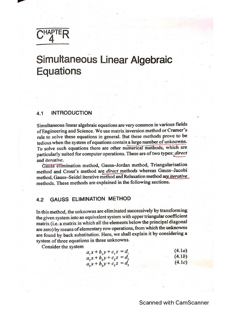 Unit-2 System of Simultaneous Linear | PDF