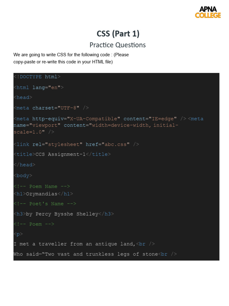 16. CSS Part1 (Qs) (1)1 | PDF