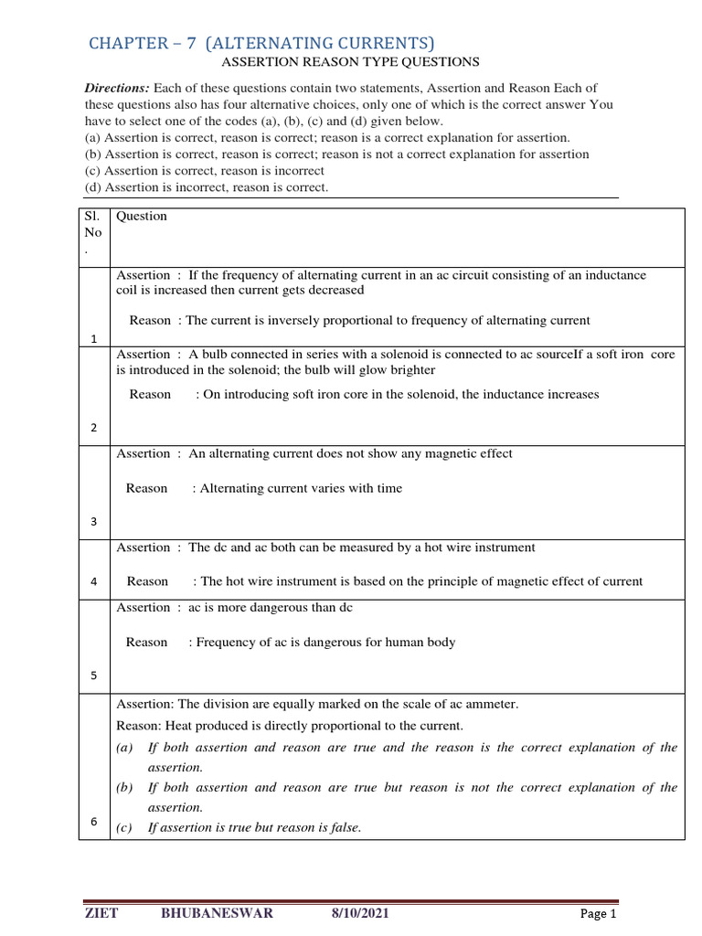 Photo inspiration: Gallery Detail: Assertion Reason Questions On Ac Pdf Capacitor