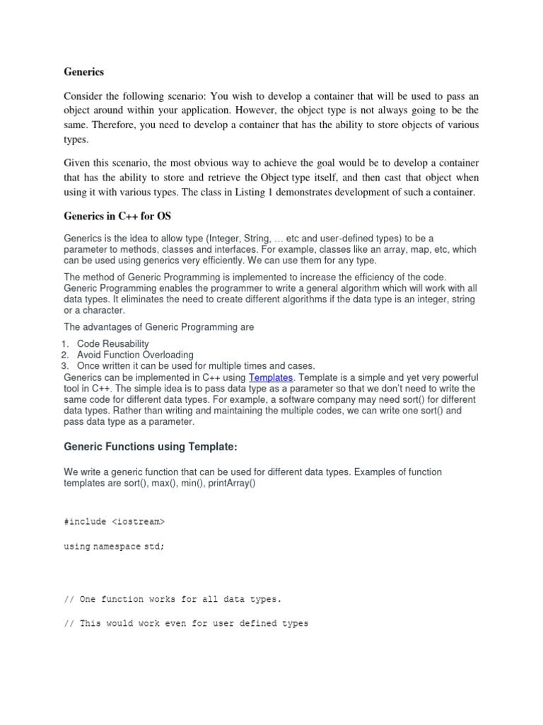 Generics | PDF | C++ | Models Of Computation