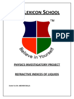 Physics Project On Refractive Indices of