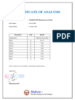 Certificate of Analysis MAKEM 839 (Diatomaceous Earth)