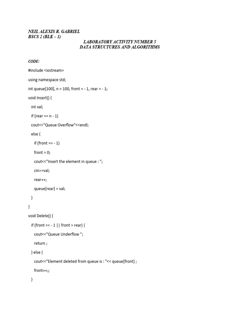 Lab 5 Data Structure and Algoritm | PDF